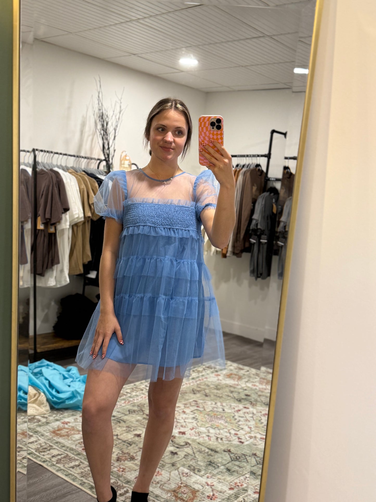 Dusty Blue Shear Dress