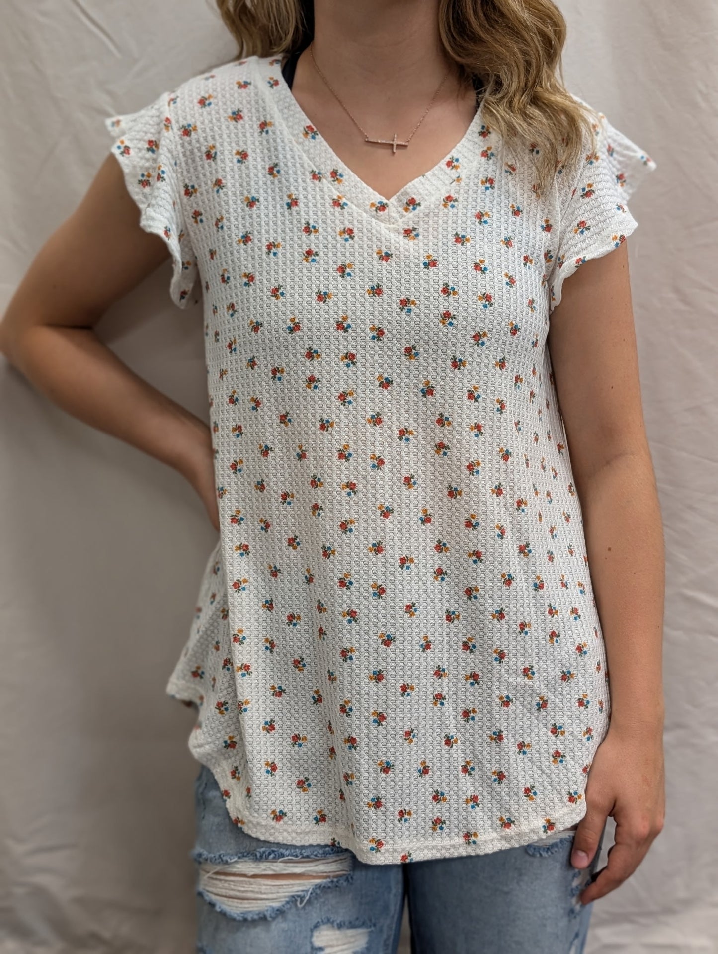 Butterfly Sleeve Floral Top