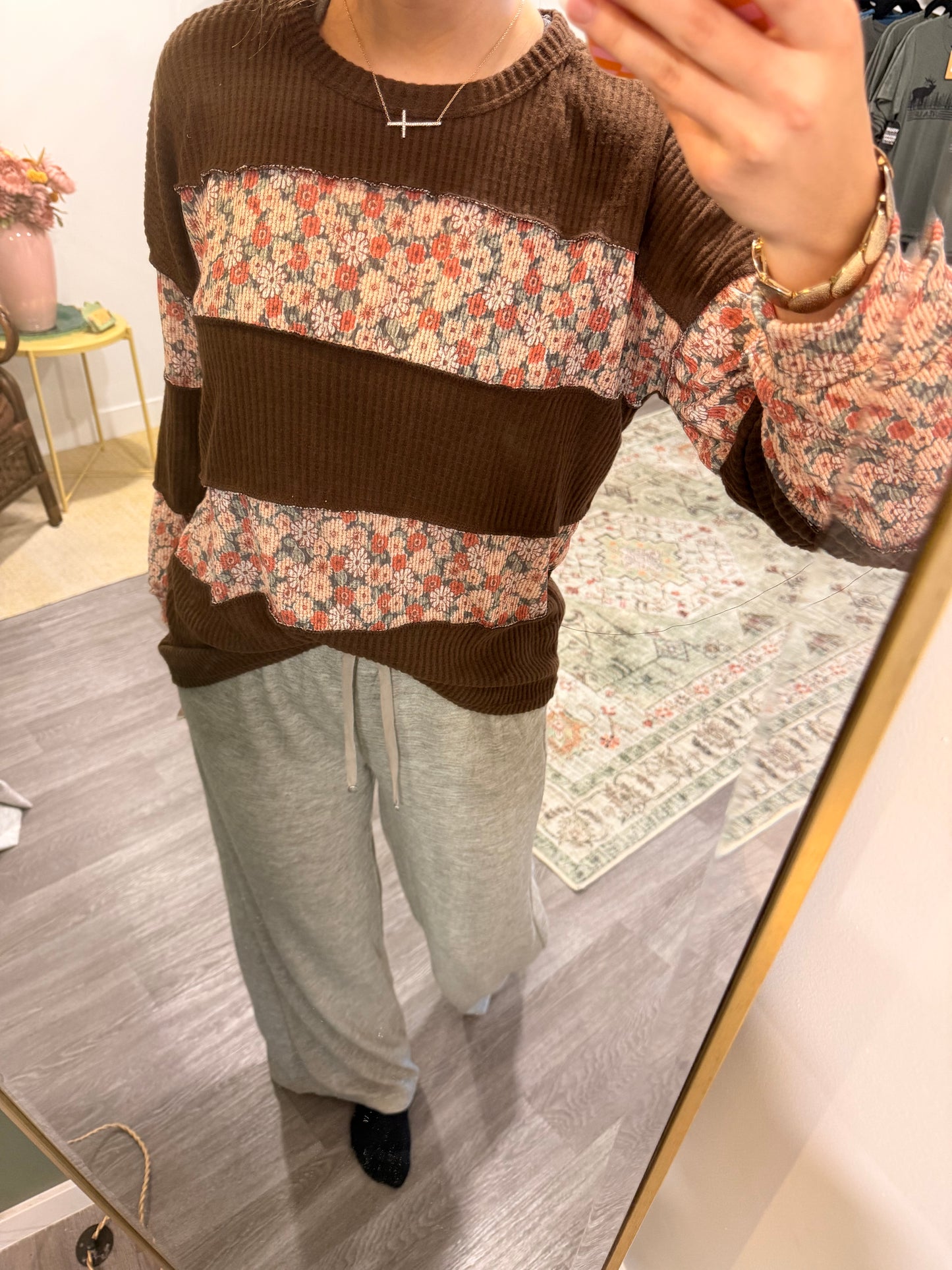 Solid and Floral Top