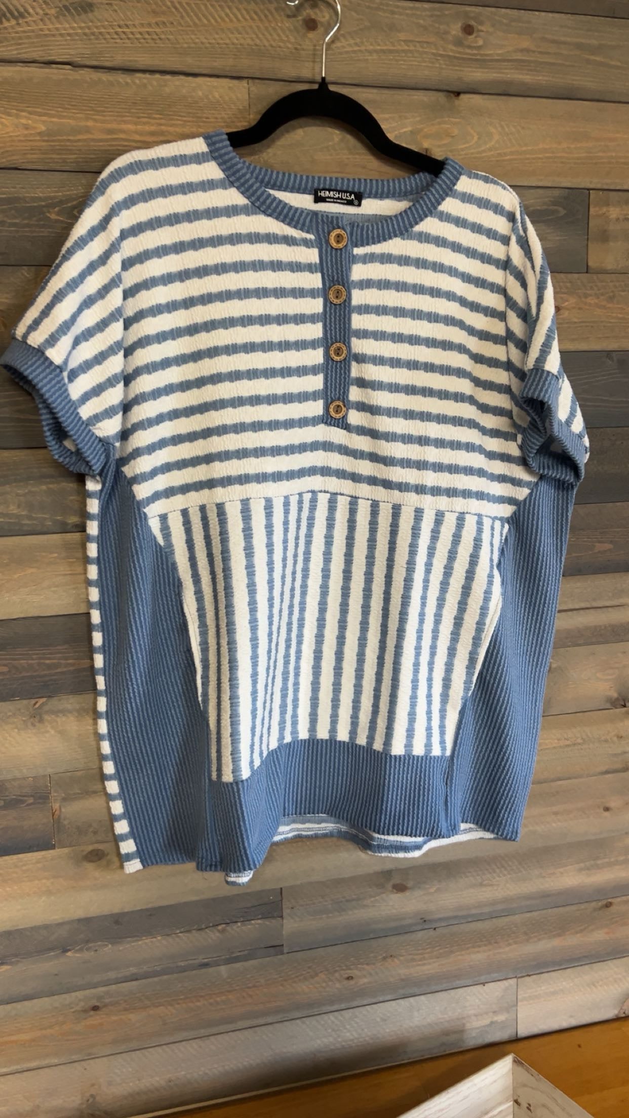 Short Sleeve Striped and Solid Top