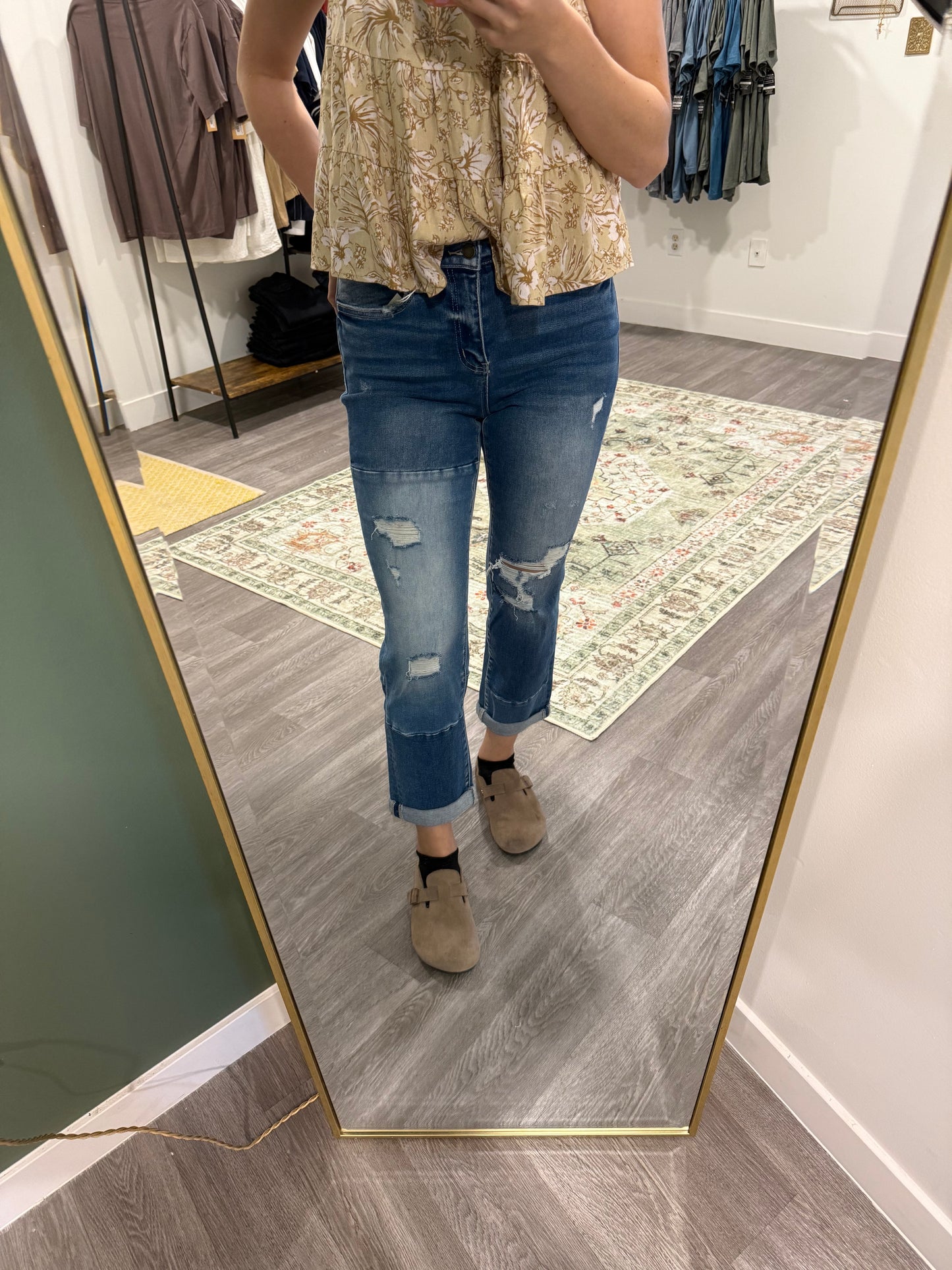 High Rise Cuffed Boyfriend Jeans
