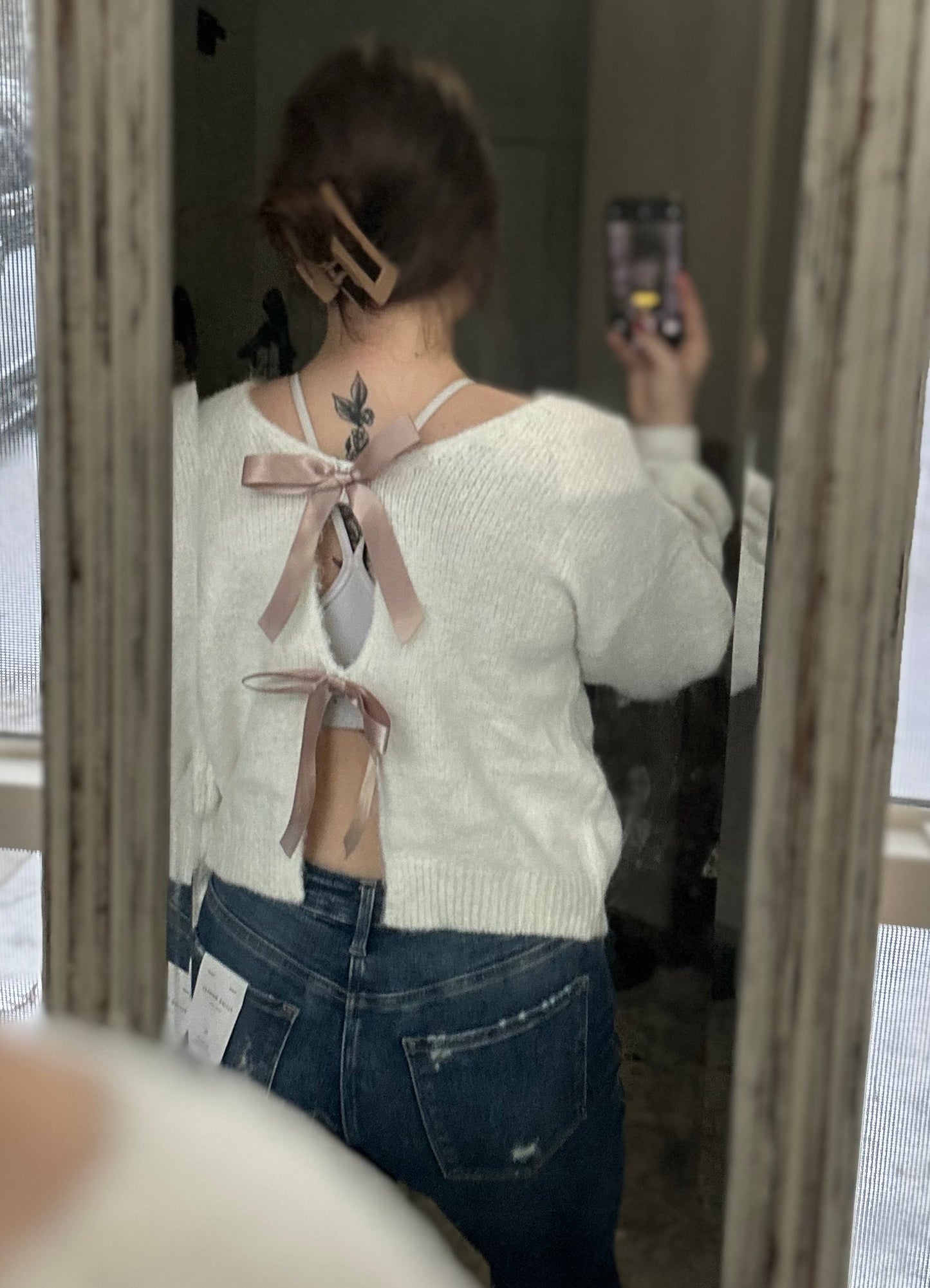 Satin Bow Sweater