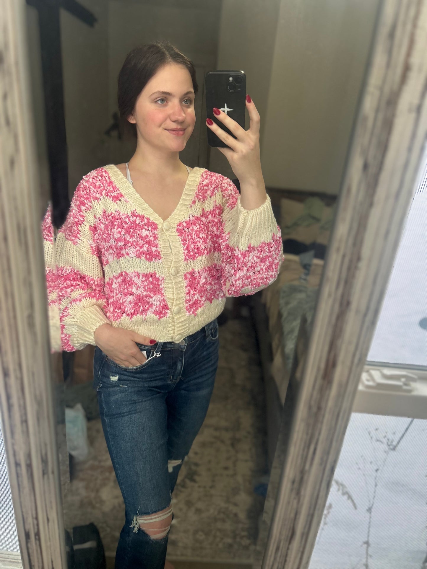 Fluffy Button Cardigan