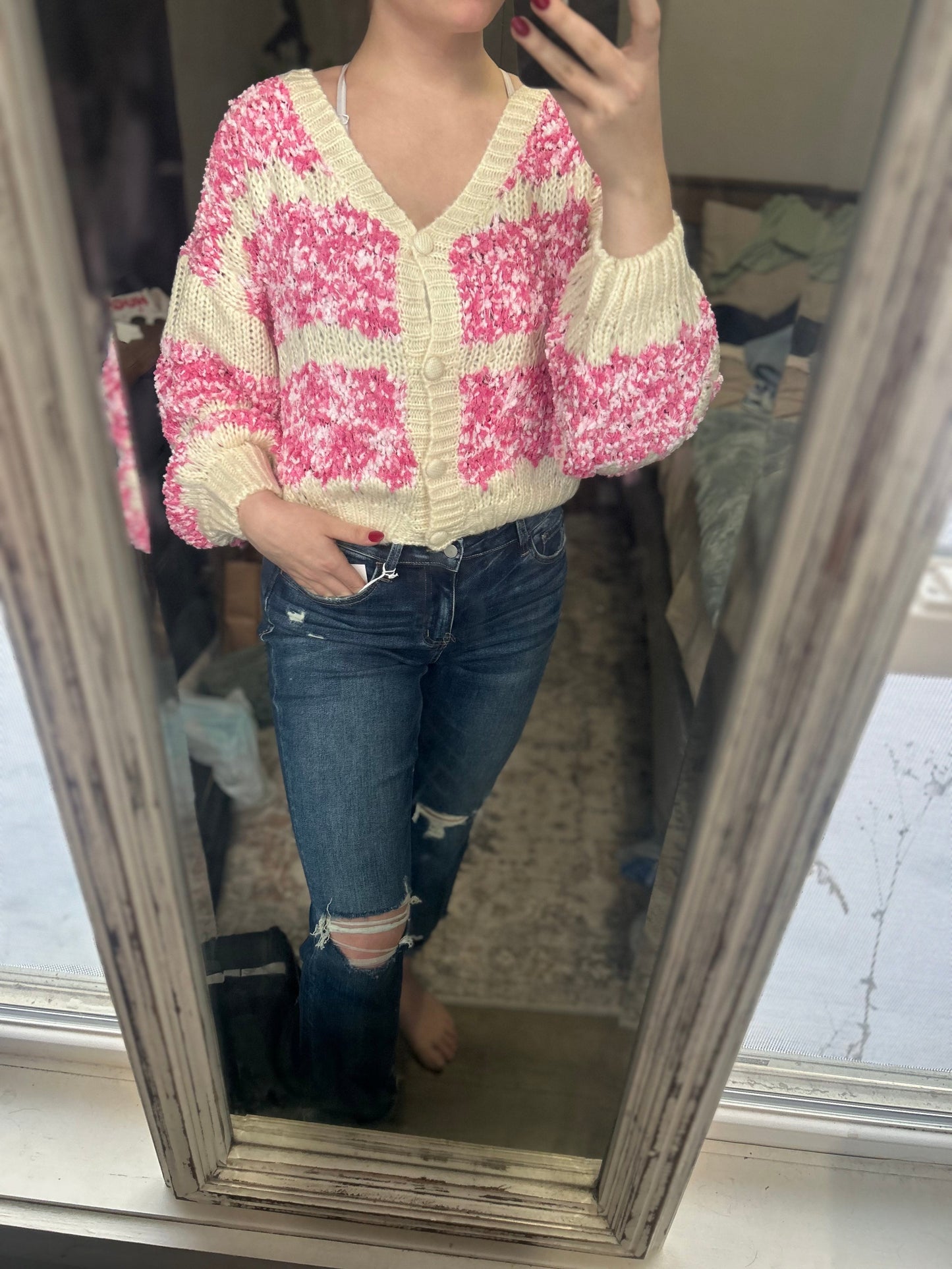 Fluffy Button Cardigan