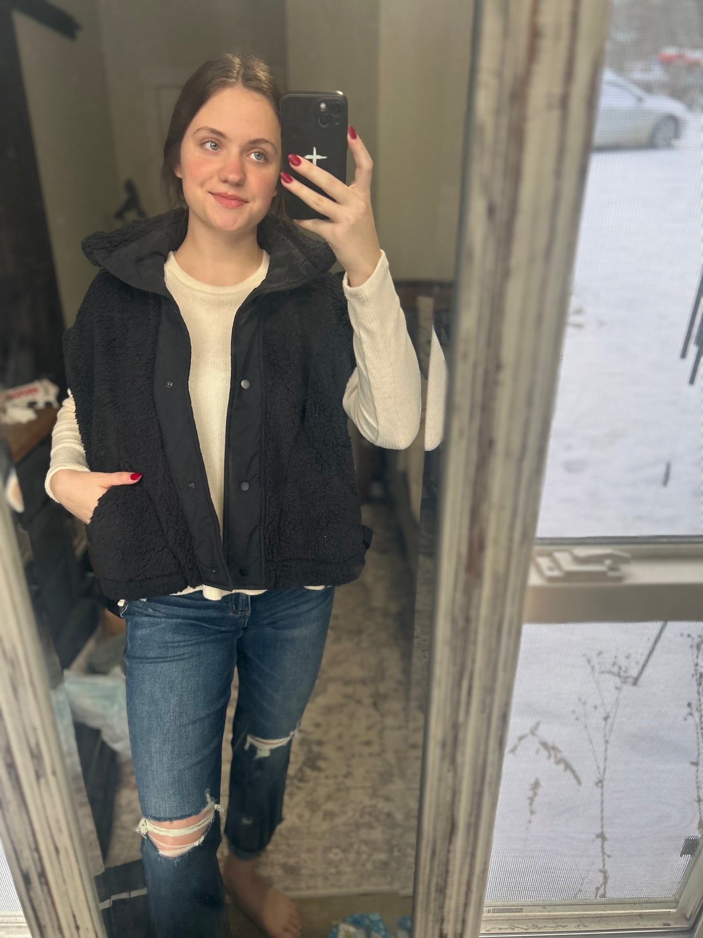 Black Sherpa Vest