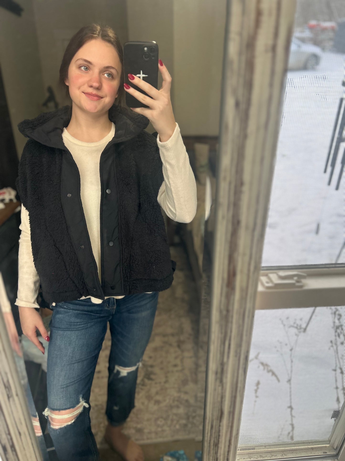 Black Sherpa Vest