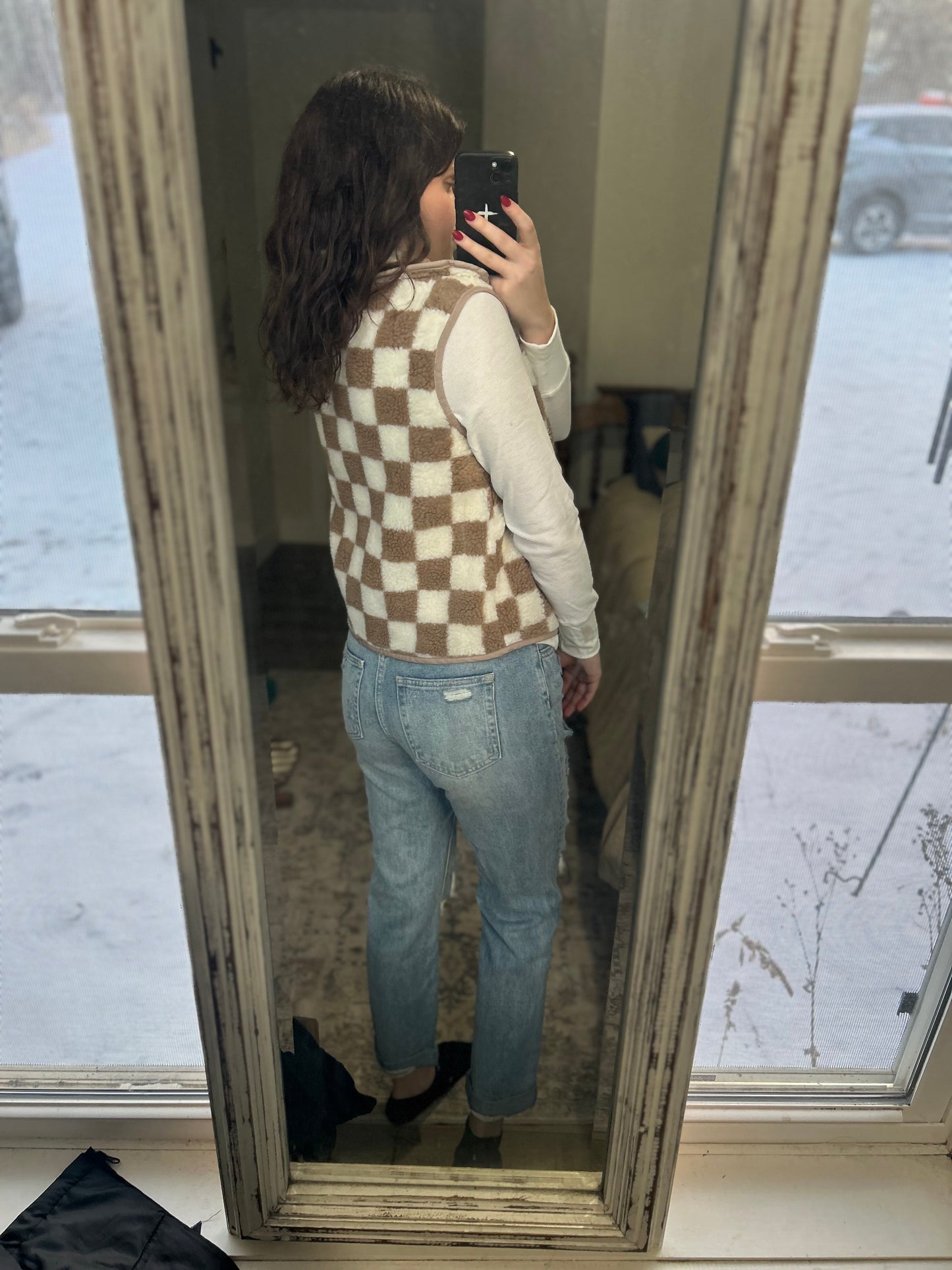 Checkered Sherpa Vest