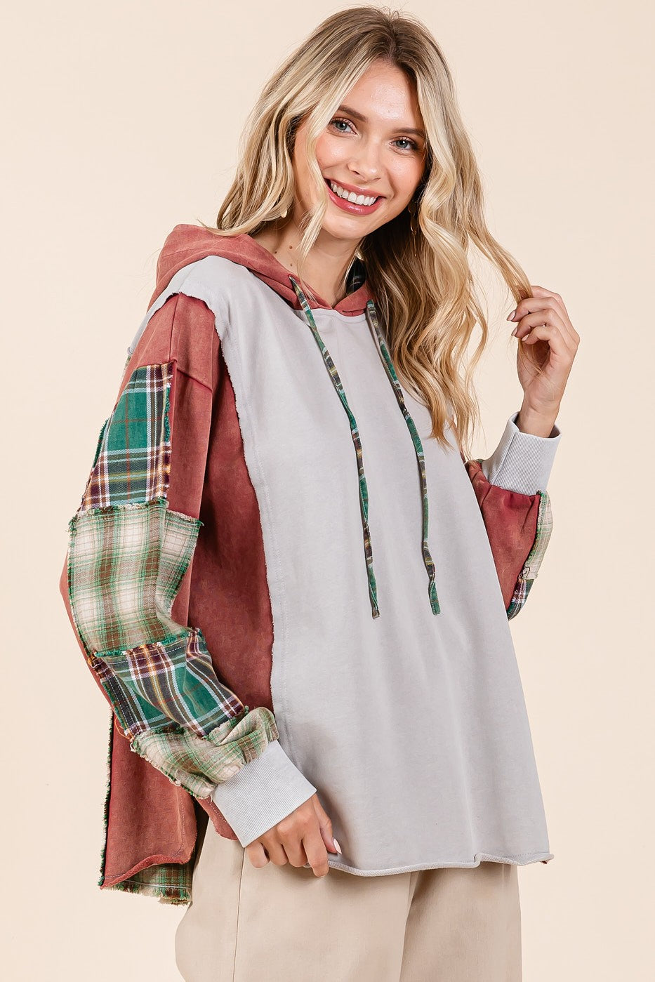 Patchwork Loose Fit Hoodie