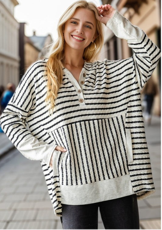 Striped Contrast Hoodie
