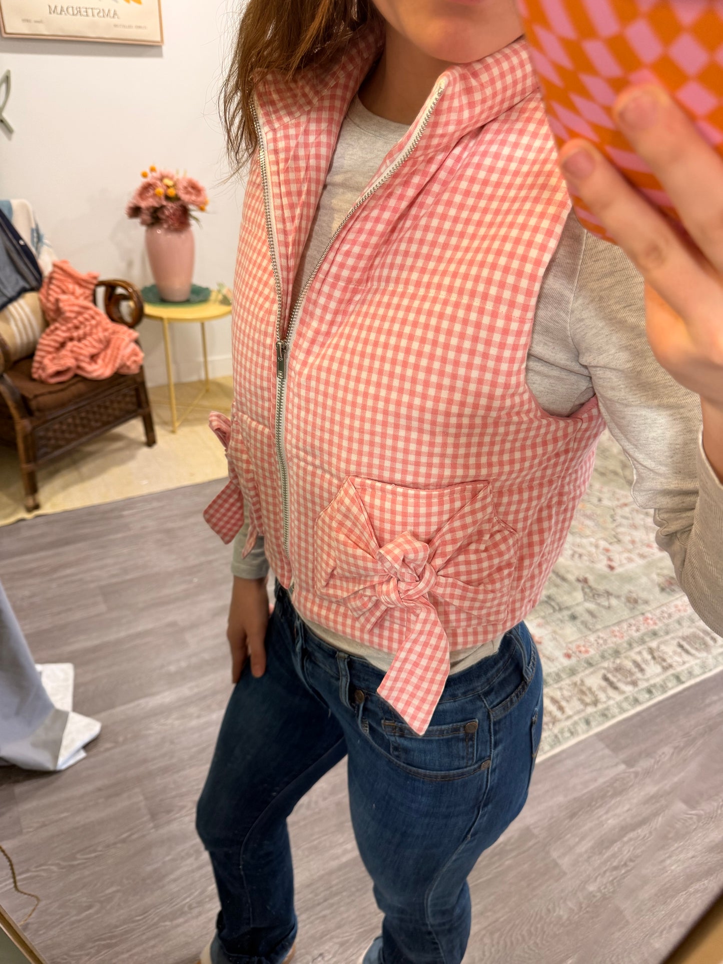 Gingham Puffer Vest