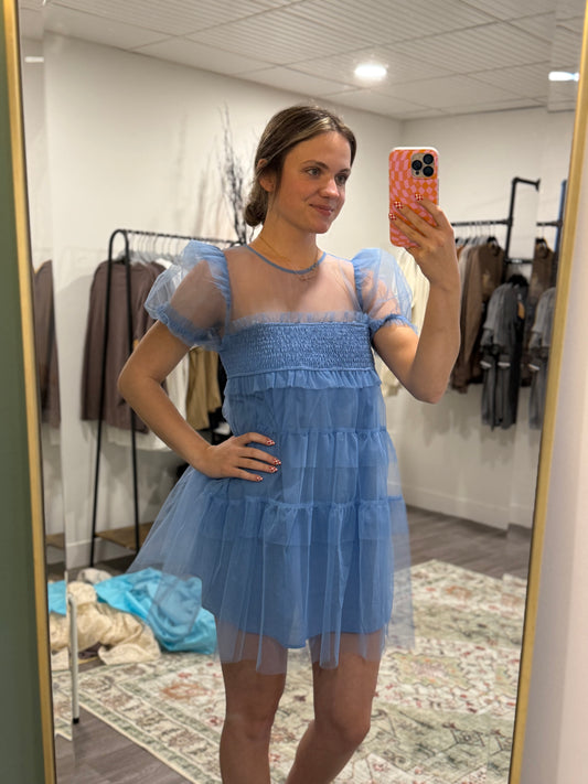 Dusty Blue Shear Dress￼￼