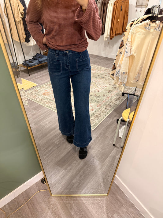 Dark Blue Wide Leg Jeans
