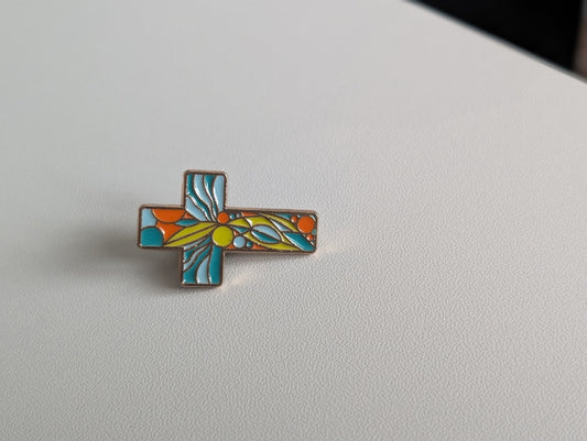 Stain Glass Cross Pin