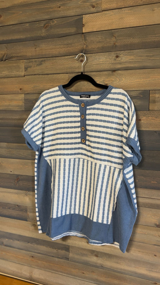 Short Sleeve Striped and Solid Top