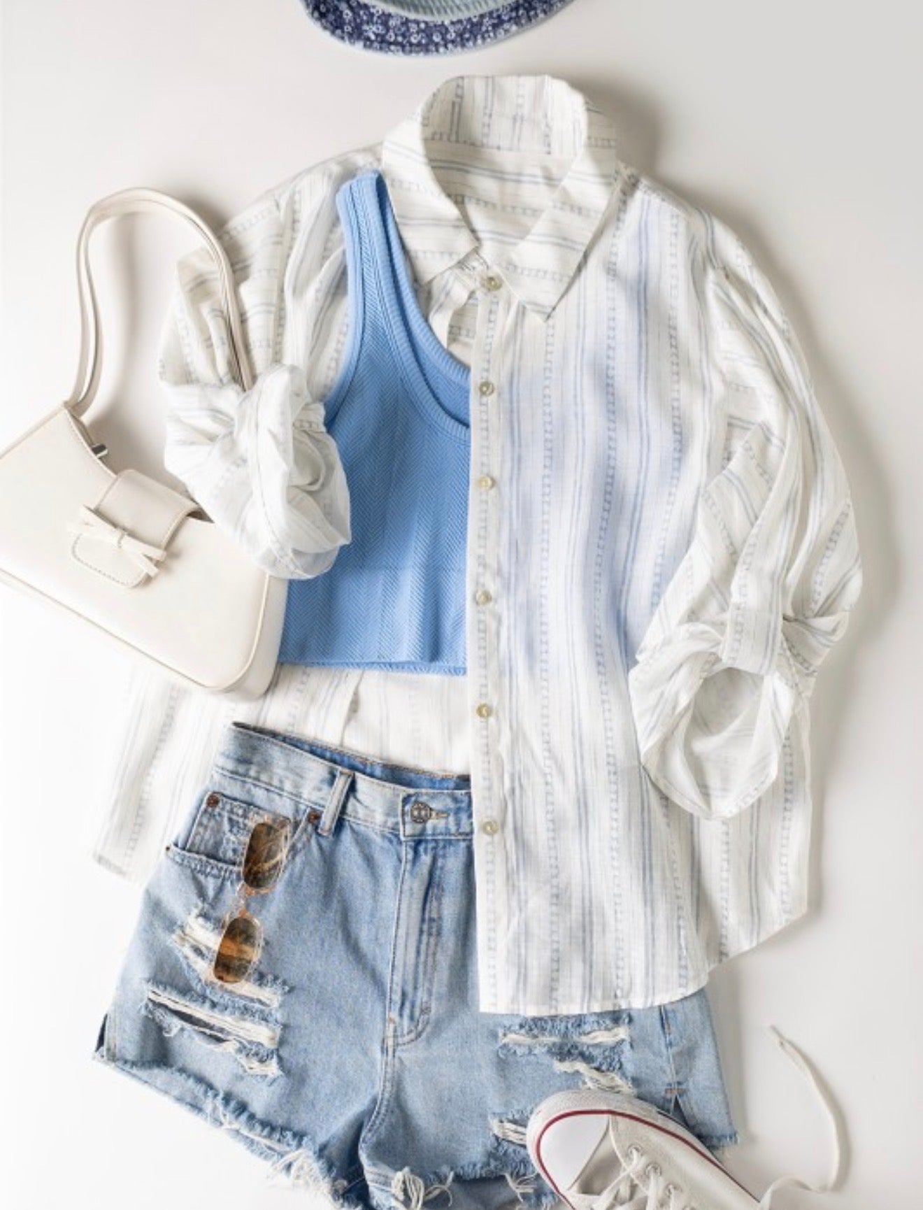 Roll Up half Sleeve Stripe Shirt