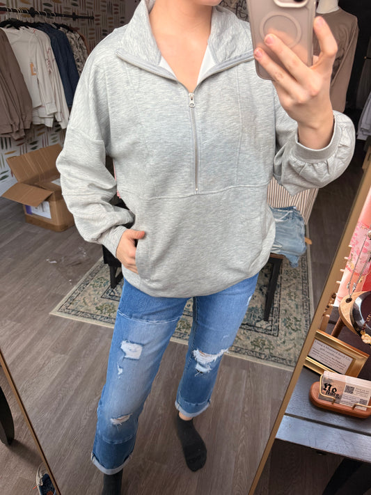 Quarter zip H Grey￼