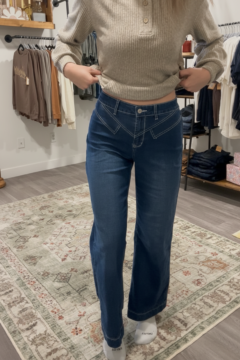 Stitched Waist Detail Jeans