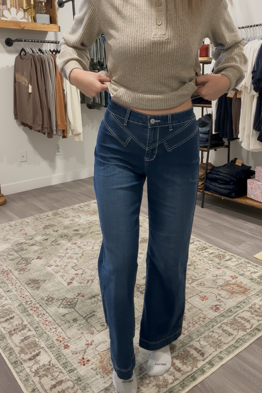 Stitched Waist Detail Jeans