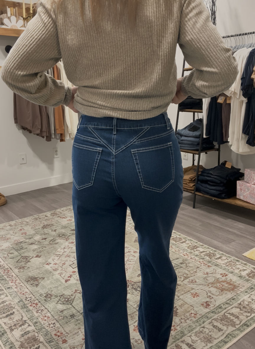 Stitched Waist Detail Jeans