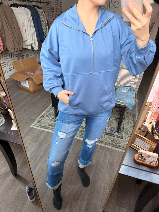 Quarter zip denim  ￼