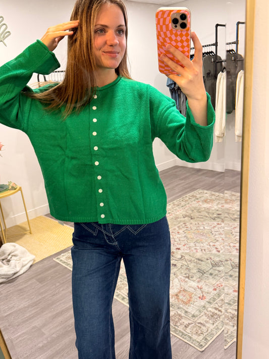 Solid Color Knit Button Up