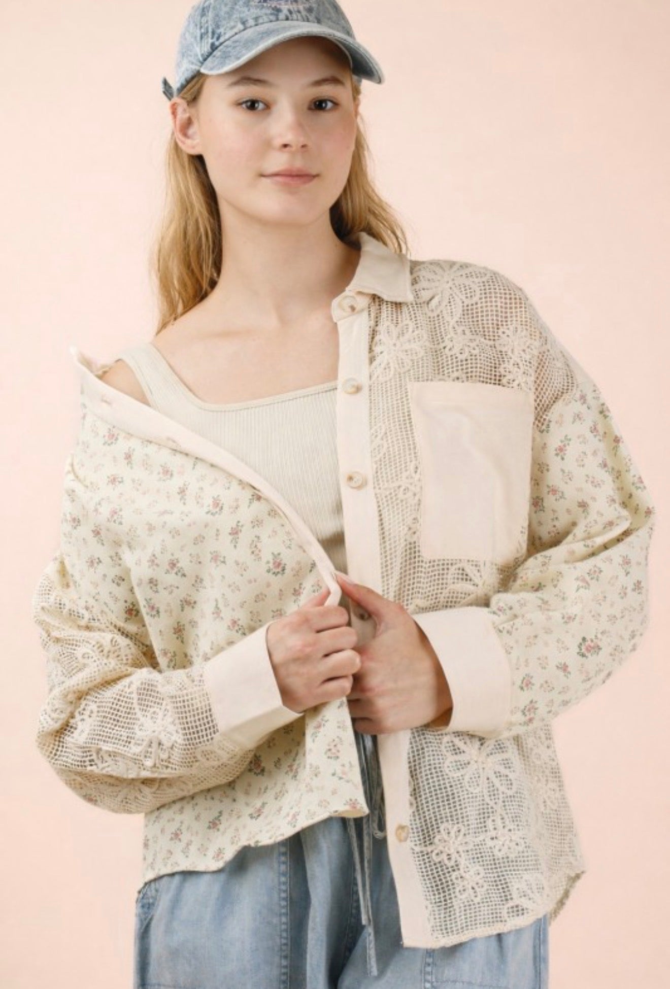 Vintage Floral Lace Patchwork Shirts