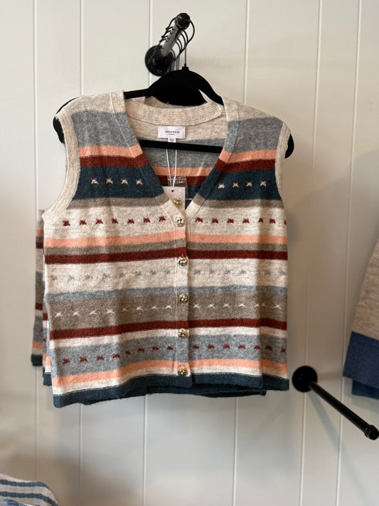 Multi Color Button Vest