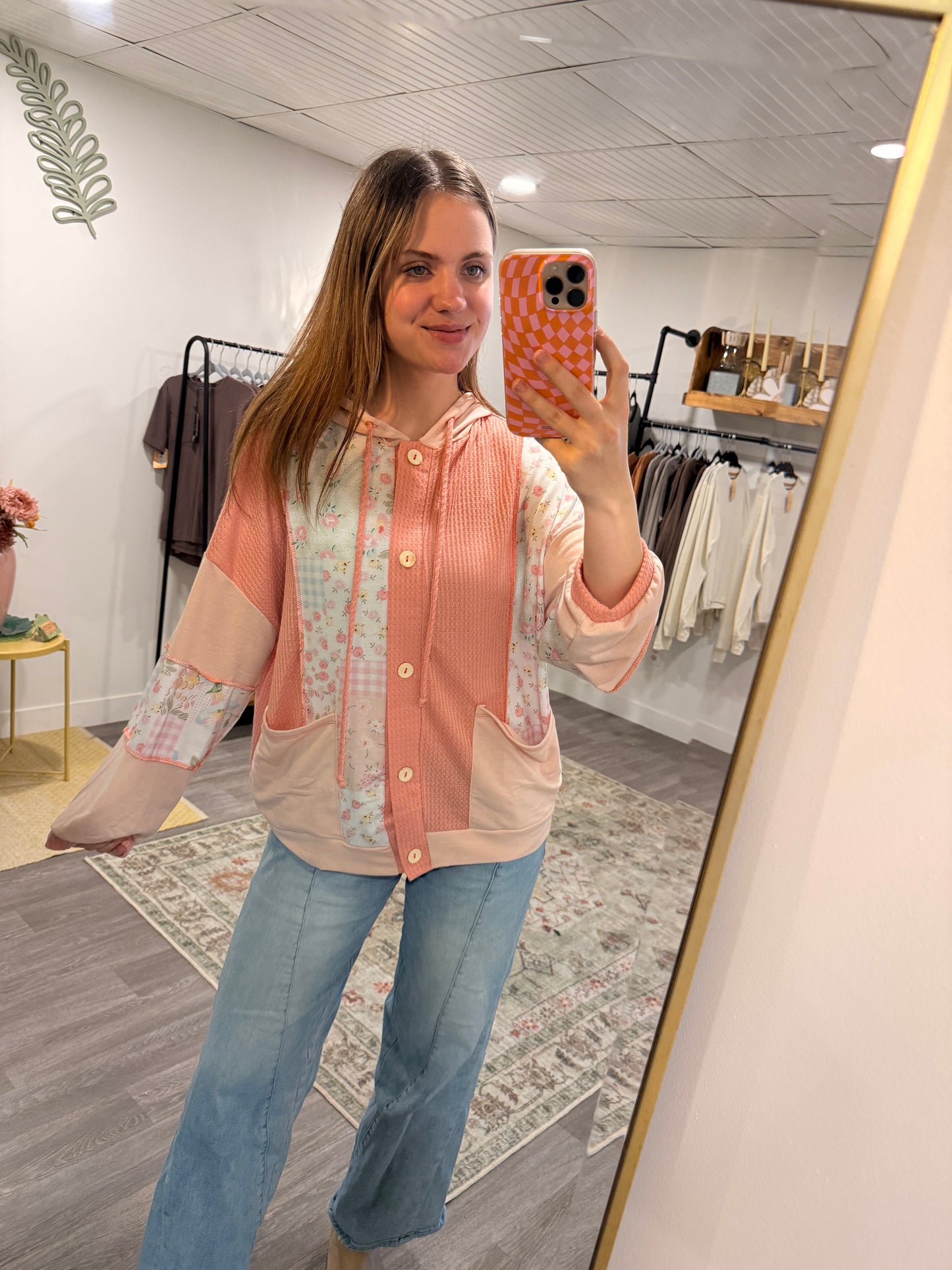 Waffle Patchwork Button Down