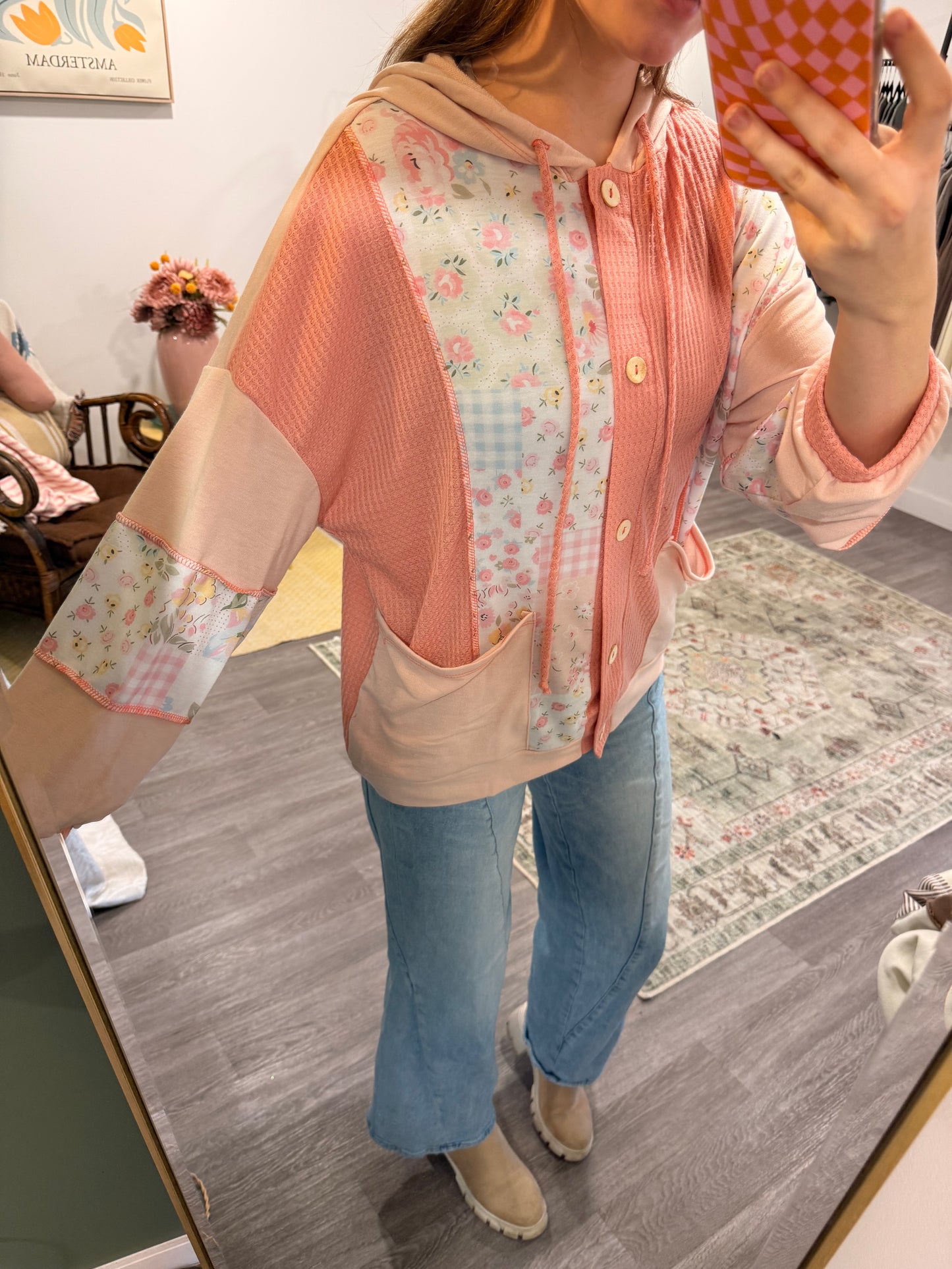 Waffle Patchwork Button Down