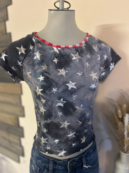 Star Print Knit Back Cut Out