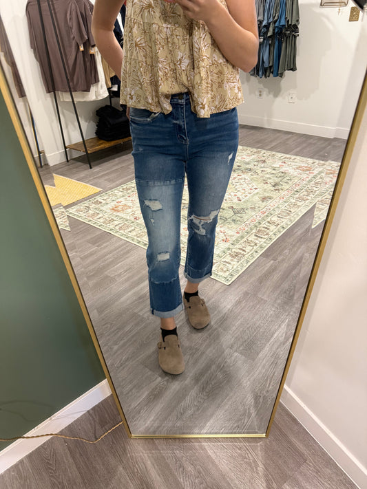 High Rise Cuffed Boyfriend Jeans