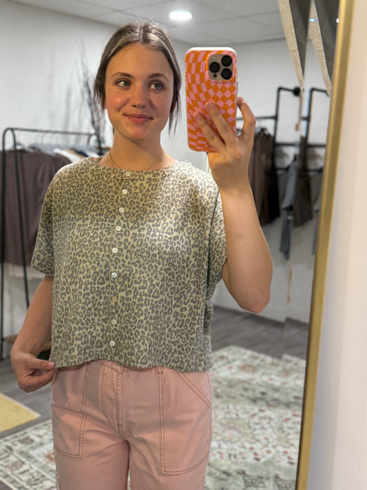 Leopard Print Button Sweater