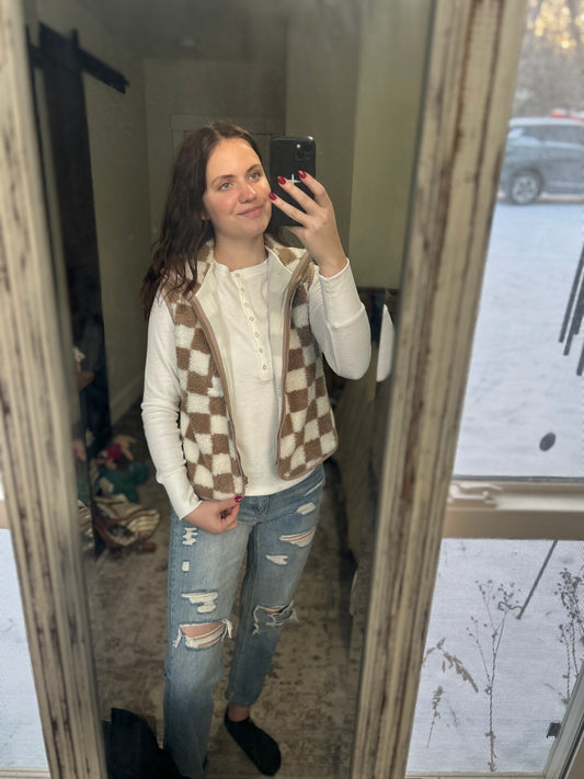 Checkered Sherpa Vest