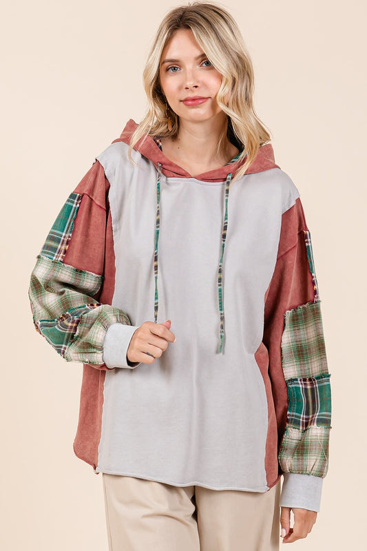 Patchwork Loose Fit Hoodie