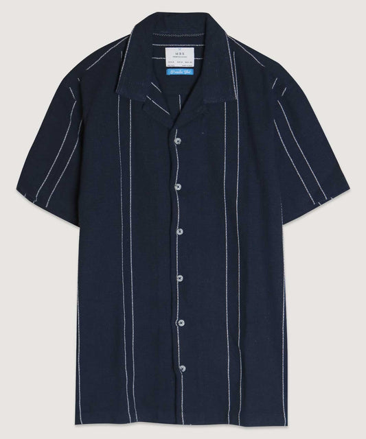 Striped Camp Shirt Navy